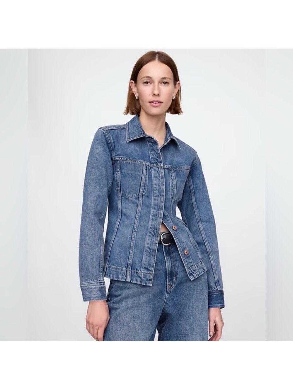 Gap Tailored Longline Denim Jean Jacket Shacket Classic Icon Transition NWT XSP